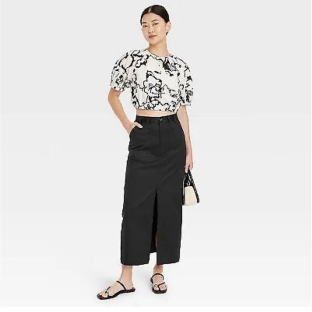 A new day black utility maxi skirt